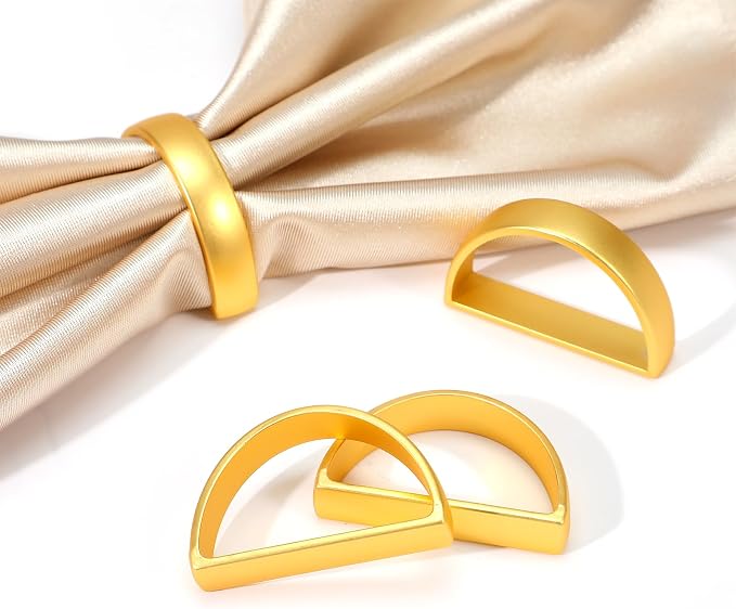 50 Pcs Gold Napkin Rings, Matte Gold Semicircle Thanksgiving Napkin Rings - Image 4