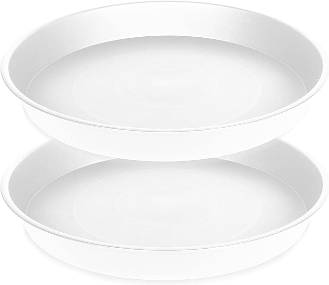 2 Pack of 10 inch Plant Saucer Gray, Heavy Duty Plastic Plant Saucer 10 inch by Bleuhome