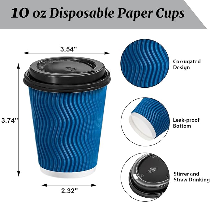 Clawsoff 100 Pack 10 oz Coffee Cups - Image 2