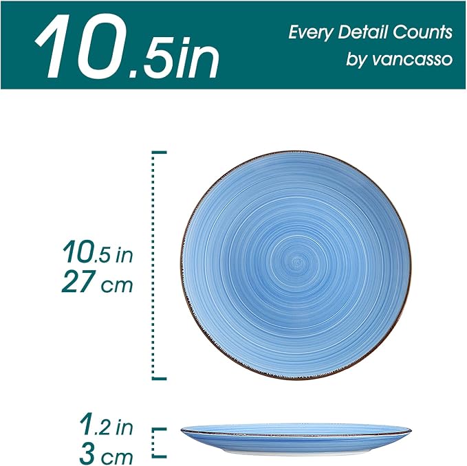 vancasso Bonita 10.5 Inch Ceramic Dinner Plates Set of 6, Cool Colors | - Image 2