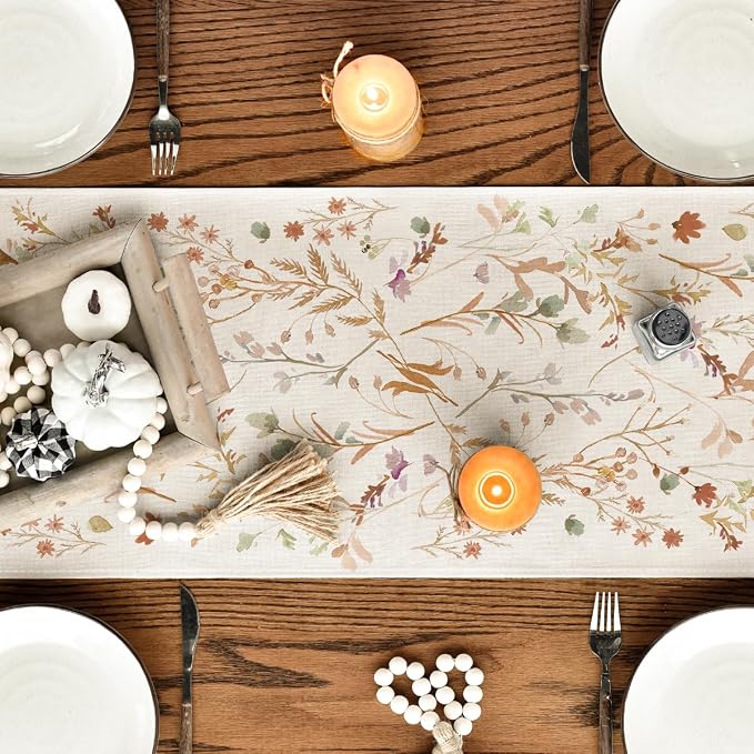Artoid Mode 210 GSM Fall Table Runner 13x120 Inch Home Party Decor | Floral - Image 7