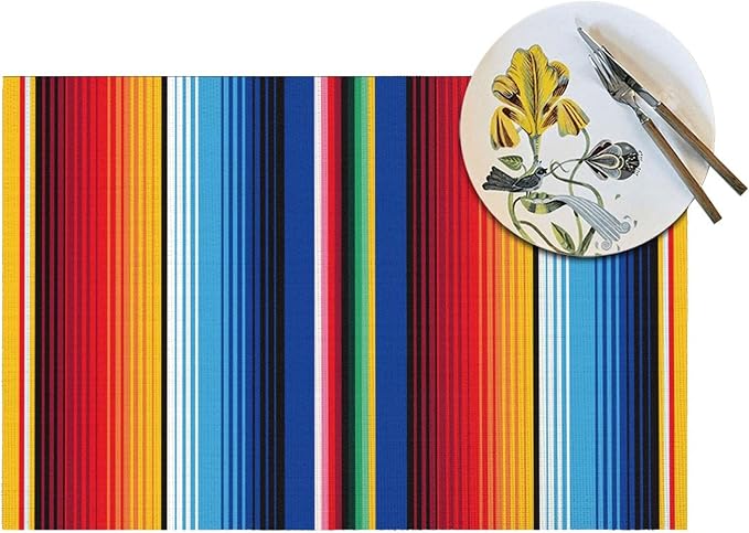 Mexican Placemats Set of 4 Linen 12"x18" Washable Non-Slip Heat-Resistant - Image 5
