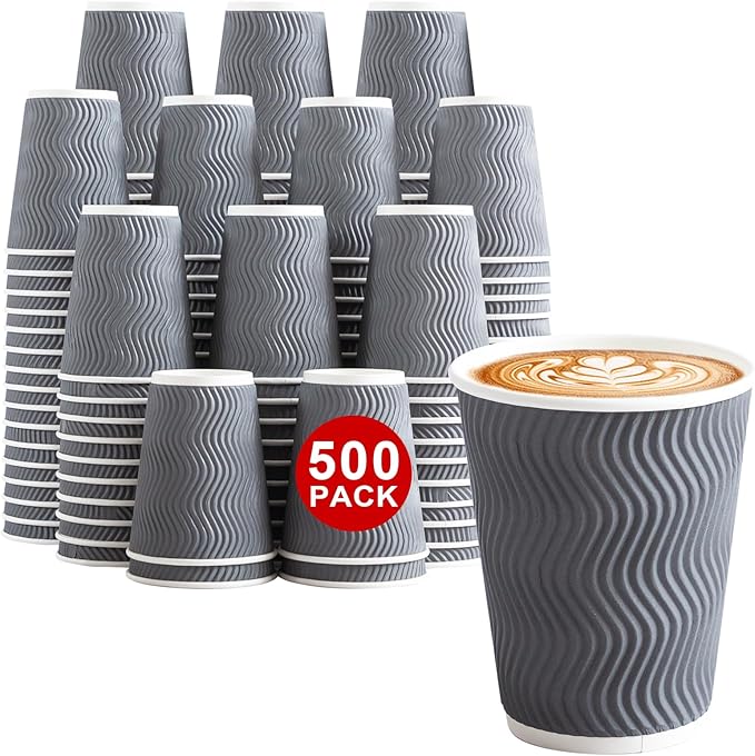 Lamosi 500 Count 12 oz Insulated Coffee Cups, Disposable Paper Cup No Lids | by BuyNow