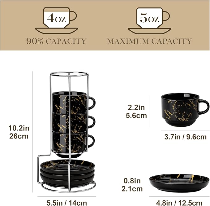 MALACASA 4 OZ Porcelain Espresso Cups - Image 2