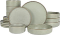 Gibson Elite Gelston Stoneware Matte Reactive Glaze 16 Piece Plates and Bowl by GibsonHomewares