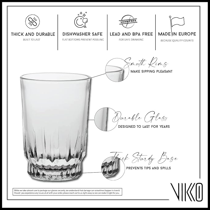 Vikko SMALL Juice Glasses Cup, Heavy Base Glassware, 5 Ounce Clear Glass Tumbler - Image 3