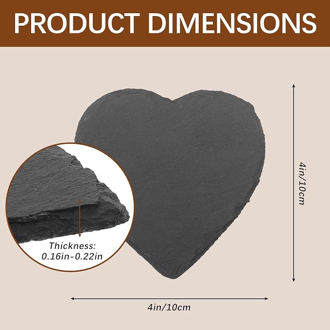 48 PCS Slate Drink Coasters Bulk, 4 Inch Black Slate Stone Coasters - Image 3