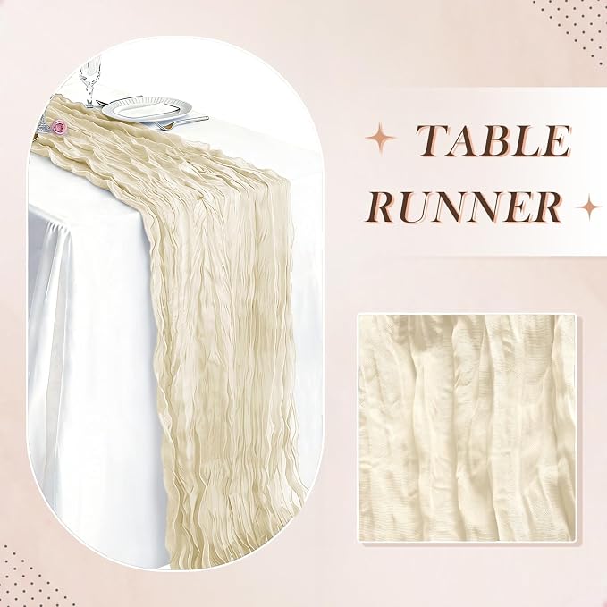 10 Pack Ivory Cheesecloth Table Runner 21 x 120 Inch Boho Gauze Sheer Table - Image 6