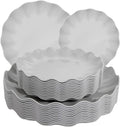 LIYH 24 Pcs Plastic Grey Scalloped Plates Reusable, Unbreakable Dinner Plate by LIYHLoveinyourheart
