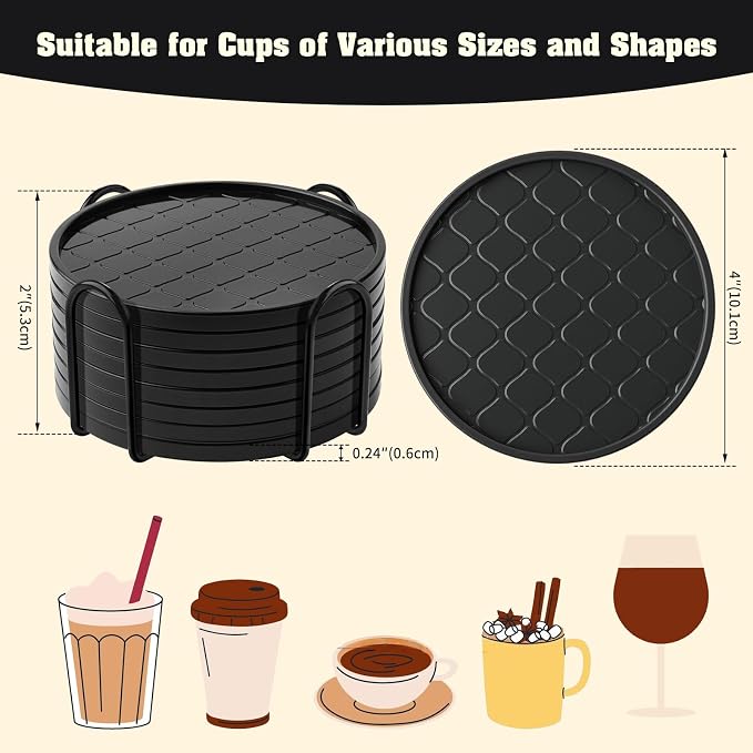 Coasters Set of 8, Hot or Cold Drink Coasters - Image 4