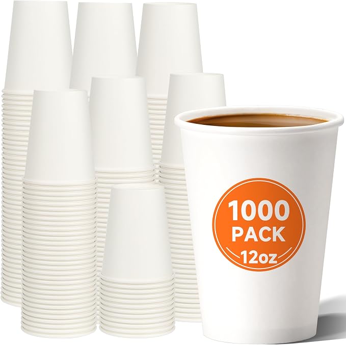METAPRINT 12 oz Disposable Paper Coffee Cups, Thickened Design by METAPRINT
