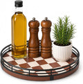 AMH 9-Inch Brown Checkerboard Lazy Susan Organizer by AMH