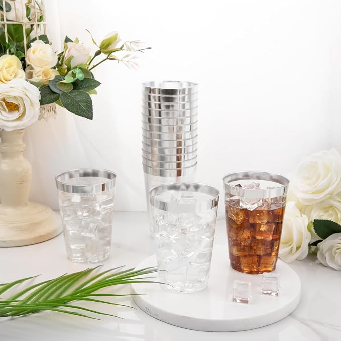 I00000 100 Pack 12 oz Silver Plastic Cups, Party Wine Glasses Cocktail Glasses - Image 6