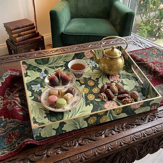 15.8" x 11.8" Dark Green Plastic Serving Tray - Image 9