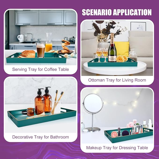 Gifturbo Teal Serving Tray, Rectangular Serving Trays - Image 5