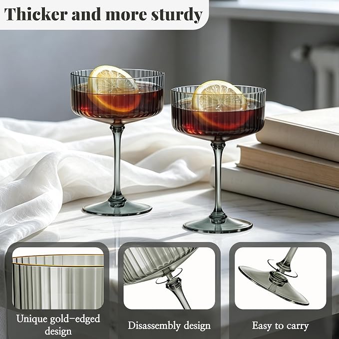 24PCS Plastic Martini Glasses, Unbreakable Reusable Champagne Coupe, Removable - Image 3