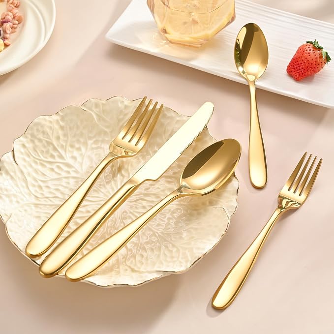 20-Piece Gold Silverware Set, Flatware Set - Image 5
