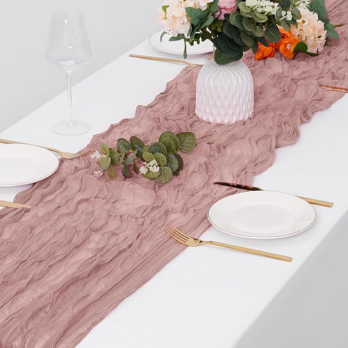 15 Pack Dusty Pink Cheesecloth Table Runner 17 x 108 inch Cheese Cloth Table - Image 4