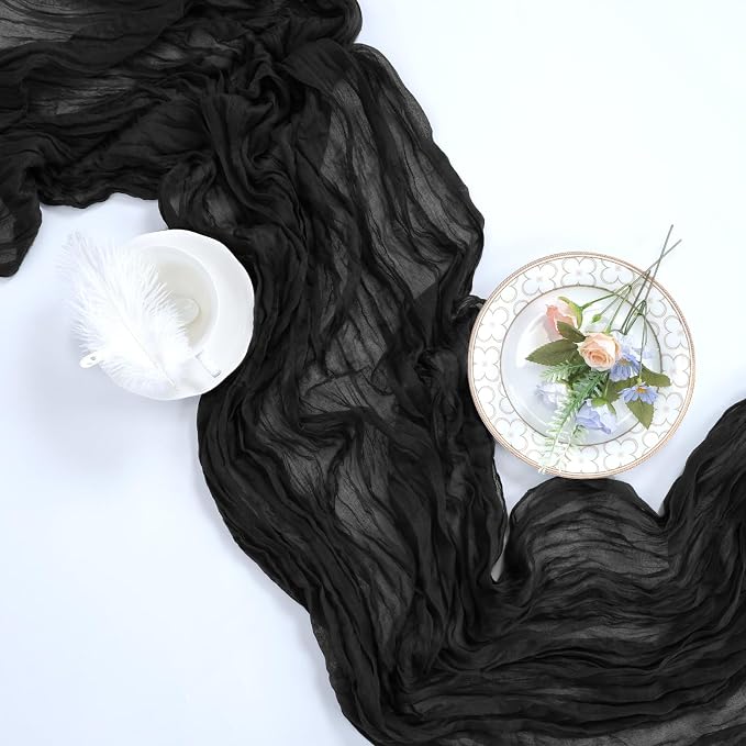 6 Pack Black Cheesecloth Table Runner 35 x 120 Inch | Boho Gauze Cheese Cloth - Image 6