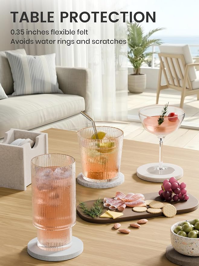 Fluxynara Felt Coasters for Drinks, Heat-Resistant & Reusable Round Design for - Image 4