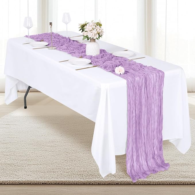 12 Pack Lavender Cheesecloth Table Runner 17x108 Inch Semi Sheer Boho Gauze - Image 4