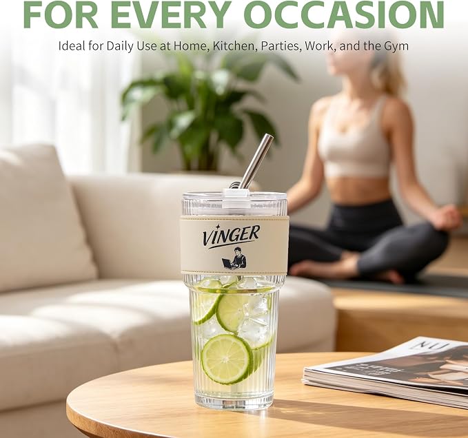 20 oz Ribbed Glass Tumblers - Image 4