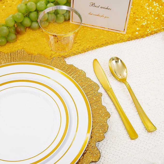 WELLIFE Gold Plastic Plates, showers and small parties. - Image 8