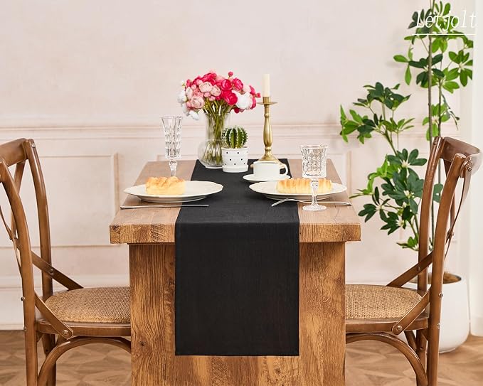 Letjolt Black Table Runner 108 Inches Long | Rustic - Image 5