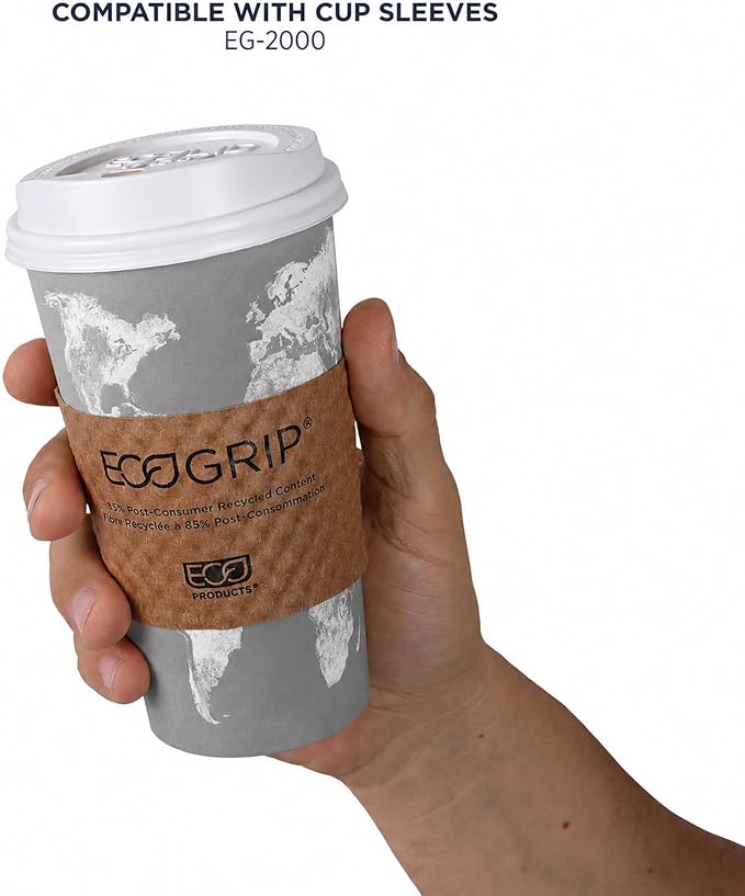 ECO PRODUCTS Compostable Disposable World Art 20oz Large Coffee Cups, Case of - Image 8