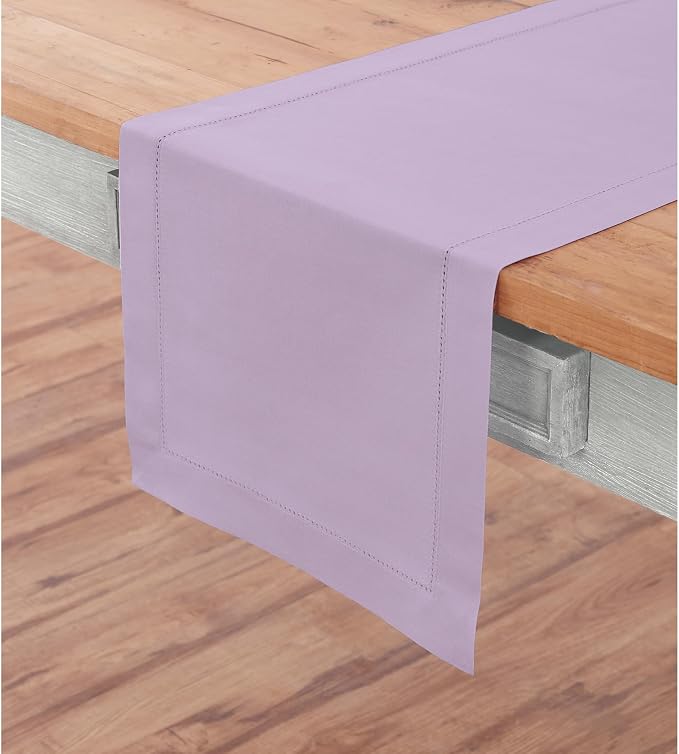 Solino Home Cotton Linen Dining Table Runner Lavender Woven, 14 x 120 in | - Image 2