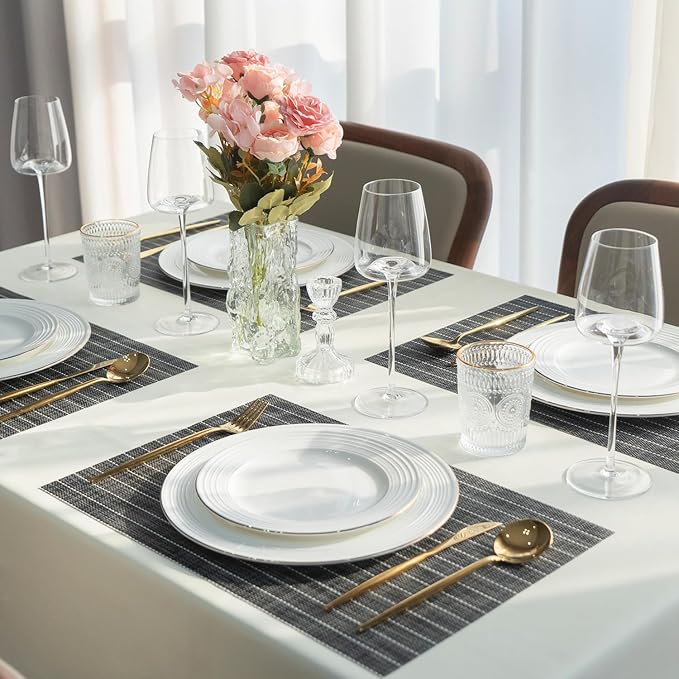Placemats Set of 6 Vinyl/Plastic Woven Place Mats - Image 6