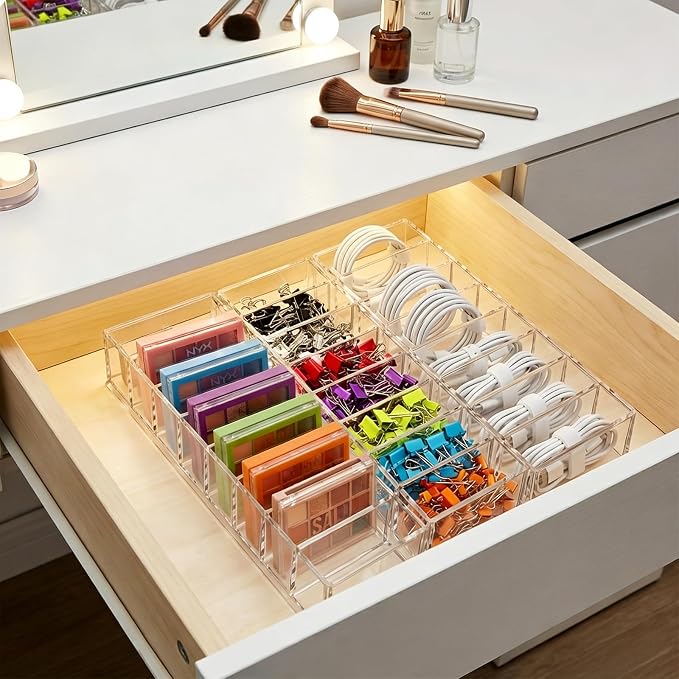 Foraineam 4 Pack Acrylic Compact Organizer Cosmetics Beauty Care Powder Holder - Image 2