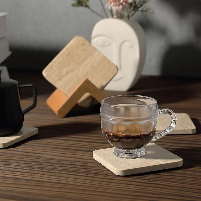 Travertine Coasters Set of 5, Square Coasters - Image 6