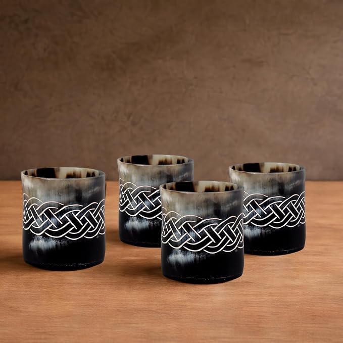 Handicrafts Home Viking Horn Shot Glasses Set of 4, Handmade Natural Ox Horn - Image 5