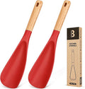 Cooking Spoon for Nonstick Cookwares, Wood Handle Spoon for Mixing, and Scrape by BADIANO