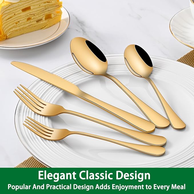DEHOV 30 PCs Gold Flatware Sets Service - Image 5