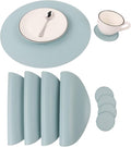Faux Leather Round Placemats and Coasters, Coffee Mats Kitchen Table Mats by JOVONO