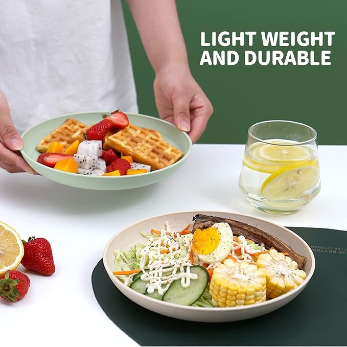 MFACOY 6 PACK Unbreakable Wheat Straw Plates, 9 Inch, Lightweight & Reusable - Image 4