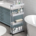 Slim Storage Cart 4 Tier, Bathroom Organizer Rolling Utility, Mobile Shelving by Home