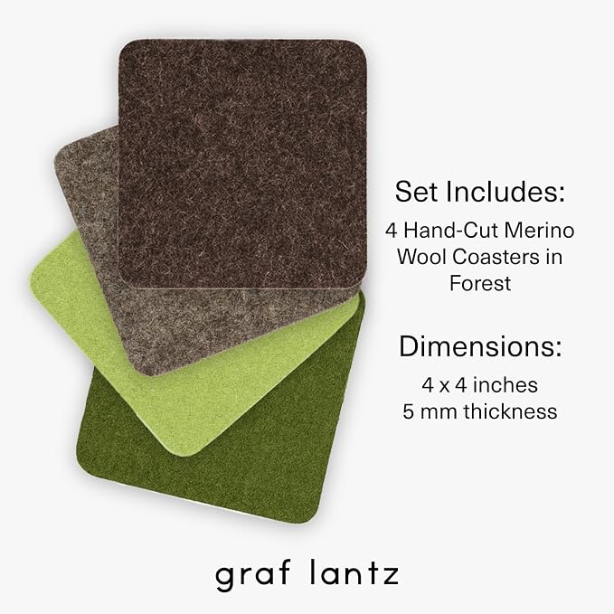 Graf Lantz - Bierfilzl Merino Wool Square Coasters Set of 4 - Forest - Absorbs - Image 4