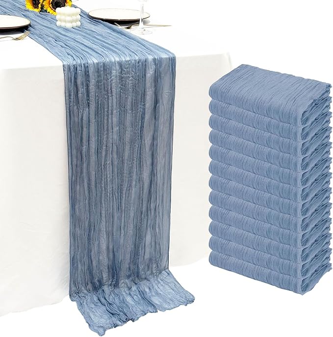 12Pack Dusty Blue Cheesecloth Table Runner 20x120 inch Gauze Table Runner | by Seveups