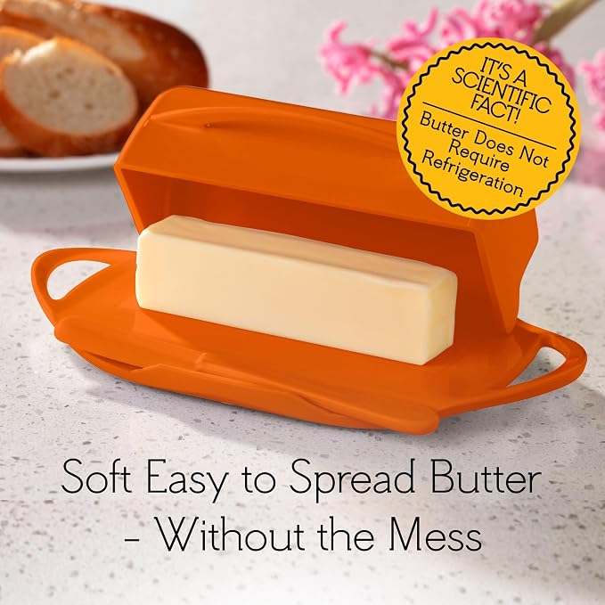 Flip Top Butter Dish with Attached Lid & Matching Knife - Image 5