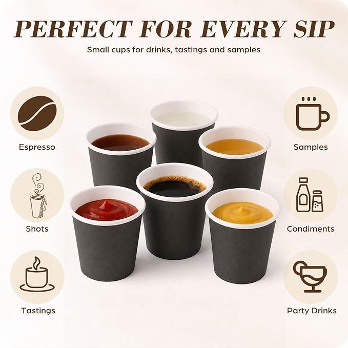 200 Pcs Mini Coffee Cups Brown Culture Cup 2oz Disposable Bathroom Cups Paper - Image 5