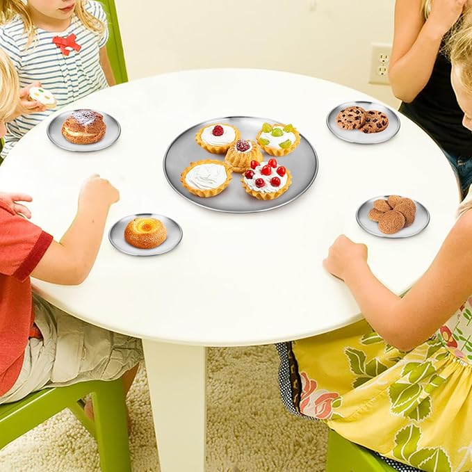 Stainless Steel Plates, 10 Pack 5.5 inch 304 Metal Food Serving Plate Set - Image 6