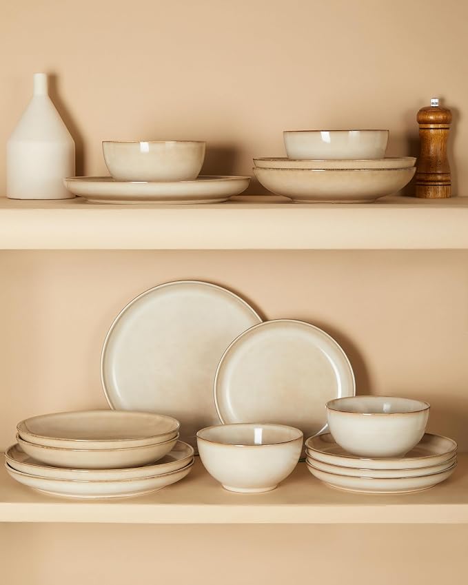 24 Piece Dinnerware Sets for 8, Modern Stoneware Plates and Bowls Setst - Image 3