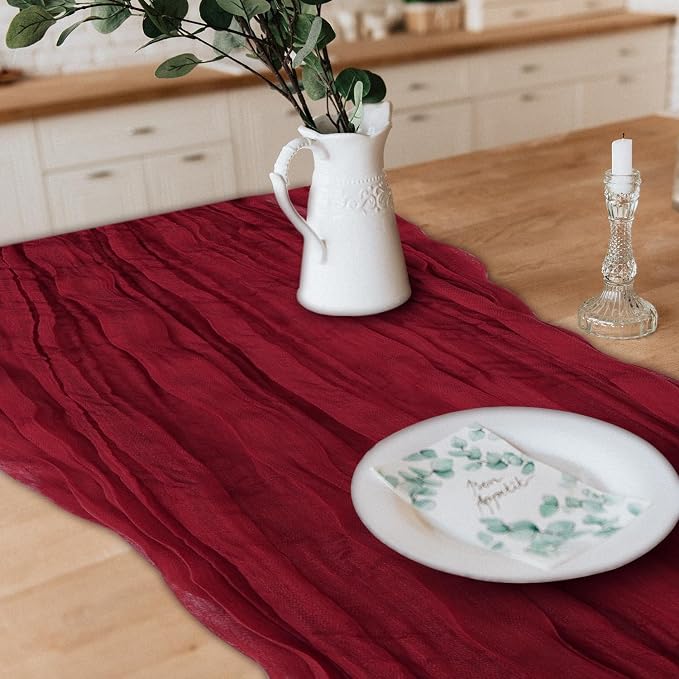 1 Pack Cheesecloth Table Runner 10Ft Christmas Gauze Boho Table Runners - Image 4