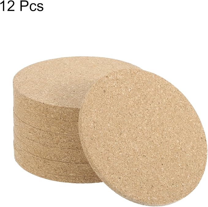 HARFINGTON 12pcs Cork Coasters 4 Inch 0.2 Inch Thick Non-Slip Heat-Resistant - Image 3