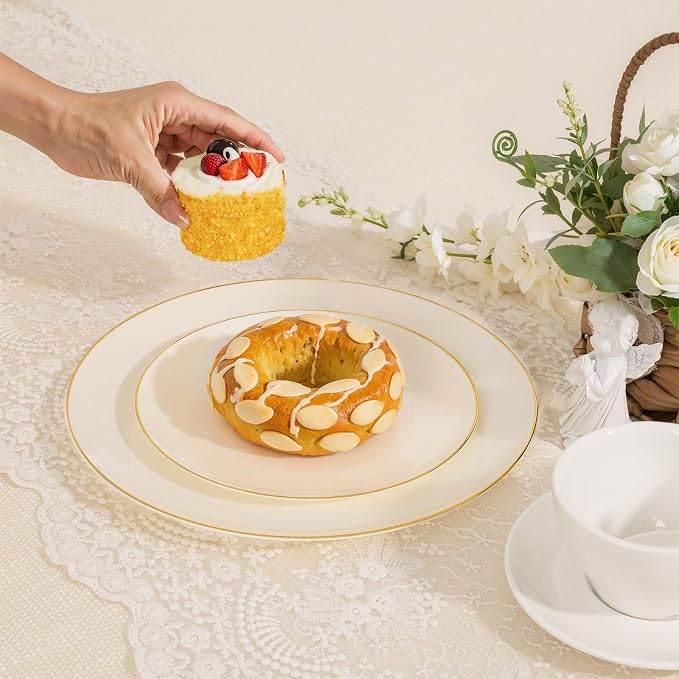 PULOTE 60 PCS Ivory Plastic Plates - Image 3