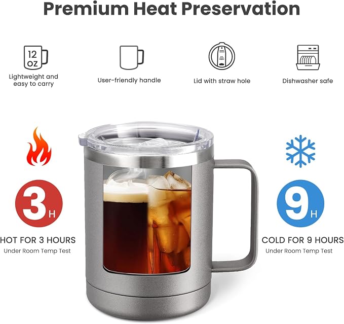 MEWAY 12oz Coffee Mug With Handle 8 Pack Bulk, Stainless Steel Insulated Travel - Image 3
