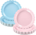 NatNarr 30 Pcs Gender Reveal Plates, 9 Inch Pink Blue Paper Plates | Scalloped by NatNarr